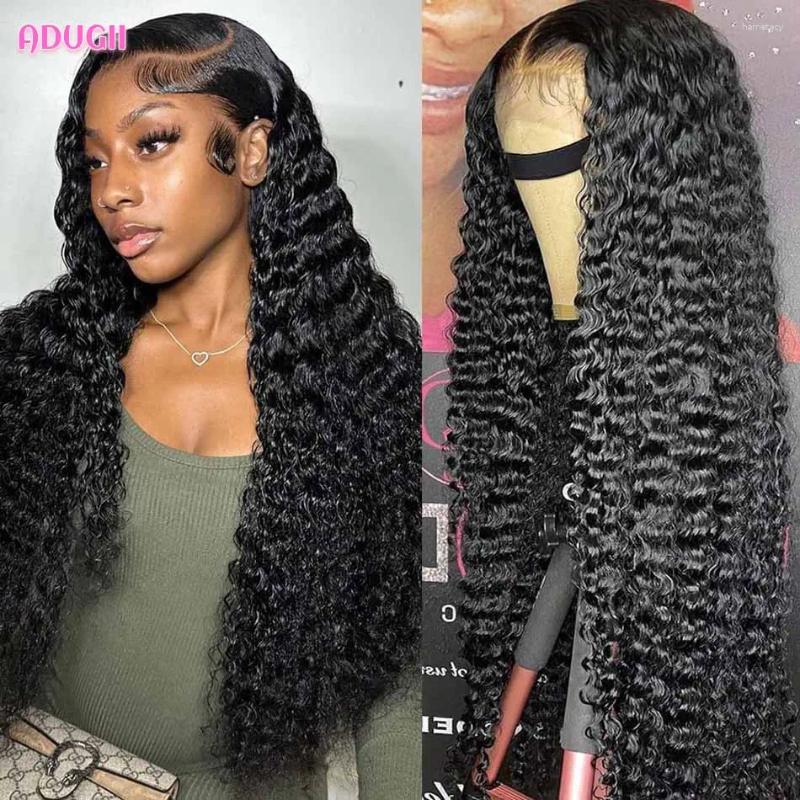 Vague profonde 13x6 en dentelle de cheveux avant perruques de cheveux humains brésiliens Remy Water Curly 13x4 Frontal Wig 4x4 Clôture pour les femmes