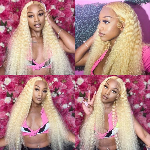 Deep Wave 613 Hd Dentelle Frontale Perruque 13x6 Sans Colle Brésilienne 13x4 Humide Et Ondulée Vague D'eau Bouclée Blonde Dentelle Avant Perruques Cheveux Humains