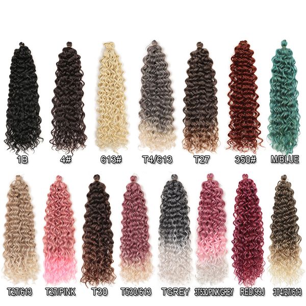 Trenzas de crochet extensiones de cabello 24 pulgadas ola oceánica hawaii afro rizo ombre rubia rubia wave wave