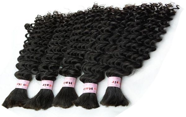 Extensions de cheveux brésiliens Deep Wave Bundle Curly Micro Braids Human Bulk Hair Mix Longueur 345pcs / lot 1228inch pleine tête DHL18825657740931