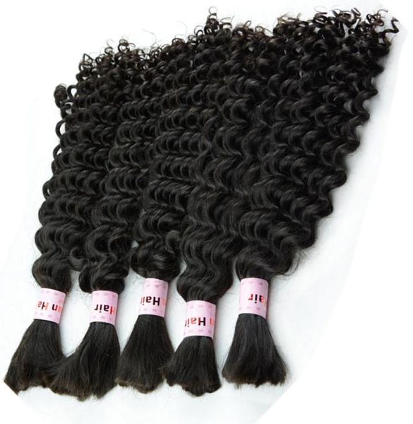 Extensions de cheveux brésiliens Deep Wave Bundle Curly Micro Braids Human Bulk Hair Mix Longueur 345pcs / lot 1228inch pleine tête DHL18825657367906