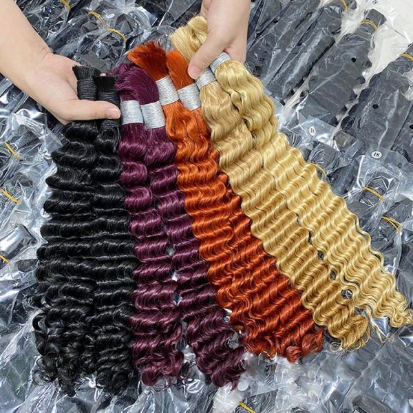 Vague profonde cheveux en vrac pour le tresse birmane vraie beauté remy extensions de cheveux crochet boho box tresds cheveux pas trame