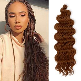 Diepgolf gehaakte haar 20 "gehaakte vlecht diepe twist Hair Premium Deep Wave Bulk Hair Synthetisch haaruitbreiding 80G Braid Bulk LS03