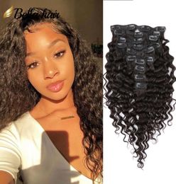 Diepgolf krullende clip in hair extensions remy Human Hair Water Waves natte golvende extensie 160 g 10 stcs 21 clips Bellahair418244444