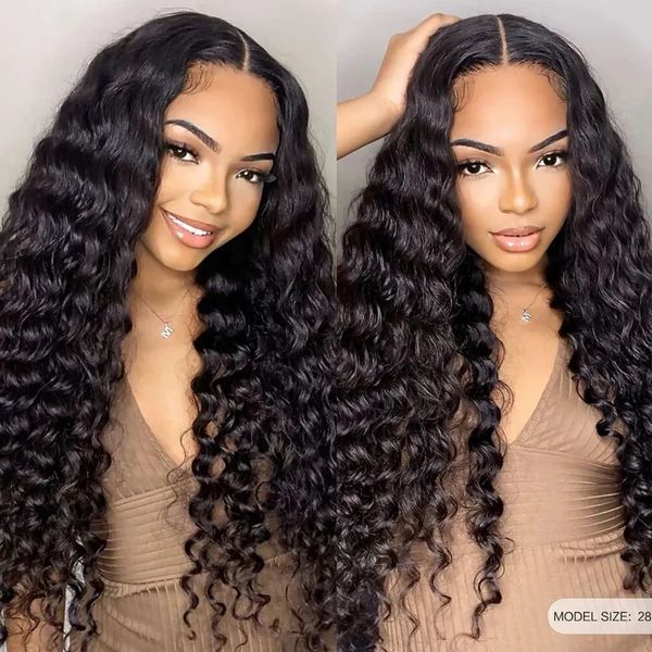 Onde profonde Frontal 13x6 13x4 Curly Front Human Hair Wigs for Women Wet and Wavy 4x4 Water Lace Fermeure Wig en vente 231024