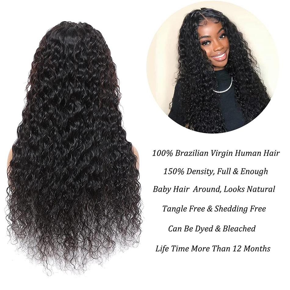 Deep Wave Frontal Wig 30 32 tum lockigt mänskligt hår peruk för kvinnor förhandsfallade inför våta och vågiga lösa djupa våg spetsar front peruk hd