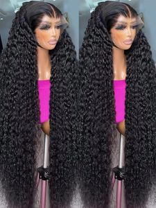 Perruque Lace Frontal Wig 360 naturelle bouclée à l'eau, cheveux naturels, Deep Wave Hd, 13x6, 40 46 pouces, sans colle, pre-plucked, pour femmes