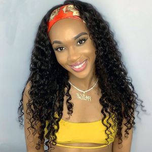 Deep Wave Headband Pruiken Braziliaanse menselijke haarpruik voor zwarte vrouwen geen lijmmachine gemaakt