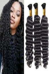 Deep Wave Human Hair Bulk voor Micro Braid Geen inslag onbewerkte diep krullende Peruaanse 3PCS -deals8091670