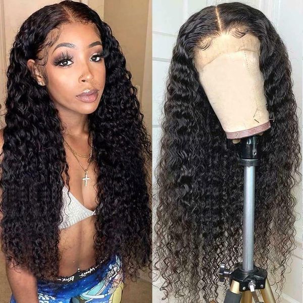 360 Full Lace Front perruque tressée frontale perruques de cheveux humains pour les femmes noires brésiliennes pré-cueillies HD lâche vague profonde 130% densité diva1