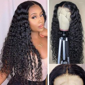 Perruque Lace Front Wig Remy naturelle ondulée, cheveux naturels, Transparent, naissance des cheveux pre-plucked, Closure