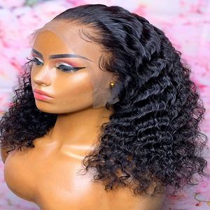 Deep Wave Lace Front Wigs HD Perruques frontales transparentes pour les femmes noires 180% Densité Deep Curly Natural Color