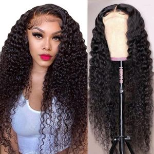 Deep Wave Lace Front Perruques Cheveux Humains 13x4 Perruque Brésilienne 180% Bouclés Pour Les Femmes Noires