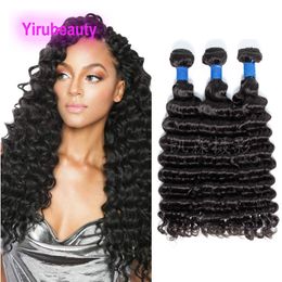 Deep Wave Maleisische mensenhaarextensies Dubbele inslag Losse diepe 3 bundels 12a Yirubeauty weeft 10-30 inch natuurlijke kleur