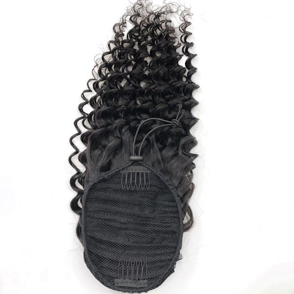 Queue de cheval vague profonde péruvienne indienne malaisienne produits capillaires vierges Extensions de cheveux humains brésiliens 8-24 pouces couleur naturelle
