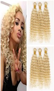 style de vague profonde vierge brésilienne 613 extensions de cheveux blonde profonde bouclés 3pcs lot miel le plus léger faisceau de cheveux blonds vierge péruvienne 5699186