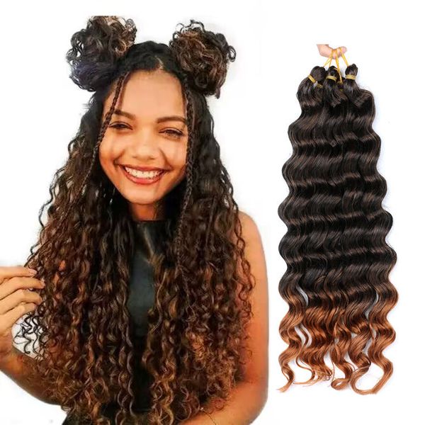 Cheveux synthétiques de vague profonde pour des tresses cheveux tressés de torsion profonde cheveux lâches de Crochet profond