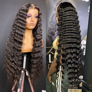 Deep Wave Virgin Human Hair Straight Full Lace Frontal Wig Cheveux brésiliens Cheveux indiens Cheveux malaisiens Cheveux péruviens Cheveux birmans Couleur naturelle
