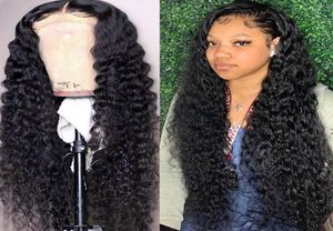 Deep Wave Wig Curly Human Hair Wig Prepluck 134 Lace Front Haren Haarpruiken met babyhaar Deep Wave Sluiting WIG9855168