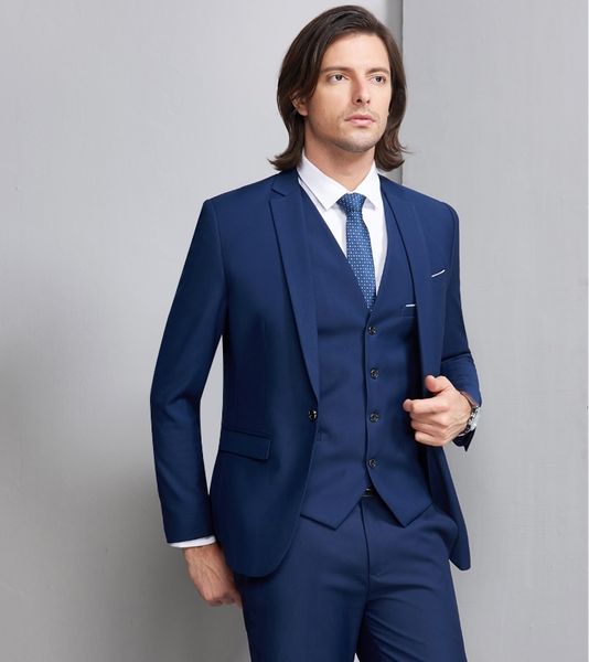 Nuevo Trajes de hombre para bodas formales de color rojo vino profundo, solapa con muescas de tres piezas, esmoquin de novio de negocios hecho a medida (chaqueta + pantalones + chaleco)