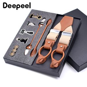 Deepeel 1set 3.5X125cm Business Mannen Bretels Multi-set Pak 3/6 Clips DIY Lederen Band voor Gift