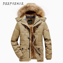 Deftence Heren Winter Fleece Warm Hooded Parka Jack Men's Fall Coat Thicken Winddicht Pocket Parka Heren 211129