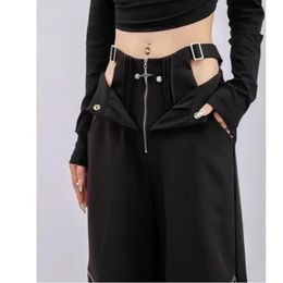 Deeptown Black Y2K Gothic Cargo Pantals for Women Gyaru surdimensionné Baddies Baddies Pantalons Coquette Coquette Harajuku Techwear 240322