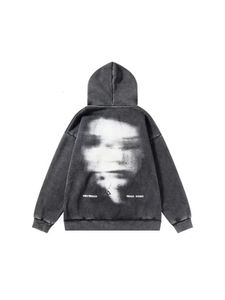 Deeptown Grunge Emo Zip Up Grafische Sweatshirts Oversize Gothic Punk Donker Letter Grijs Hoodies Vrouwen Hip Hop Streetwear Losse Tops 240116