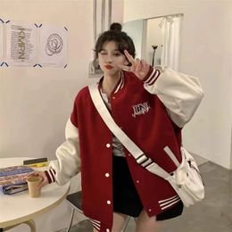 Deeptown Harajuku Y2k surdimensionné Bomber vestes femmes lettre impression broderie Varsity Baseball veste Vintage coréen Streetwear 240223