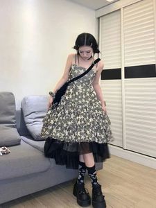 Deeptown Koreaanse Stijl Sterren Lange Cocktail Dres Y2k Fairycore Punk Gelaagde Tuniek Slip Prinses Jurken Zomer 240111