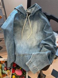 Deeptown Vintage Denim vestes à capuche femmes Harajuku Hip Hop décontracté surdimensionné sweats mode ample à manches longues hauts manteau esthétique 240301