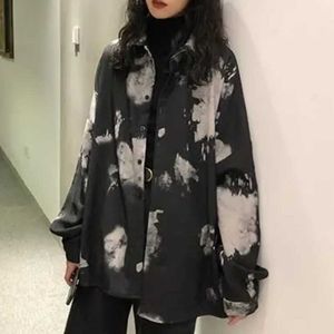 Deeptown – chemisier gothique Vintage surdimensionné pour femmes, Streetwear Kpop des années 90, chemises à manches longues, Harajuku rétro décontracté, hauts à boutons