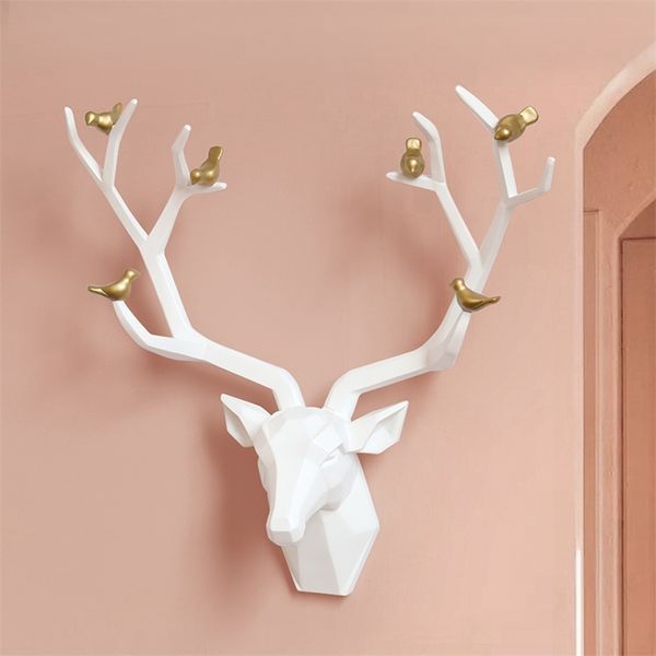 Cerf 3d décor résine décoration accessoires salon mur Statue Sculpture Art moderne tête d'animal 220622