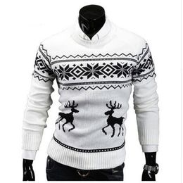 Pulls de Noël de cerf pour homme O Cou Casual Pull Pull Homme Pull Hommes Jumper Mens Knitwear Sueter Slim Top Winter Sweters 201120