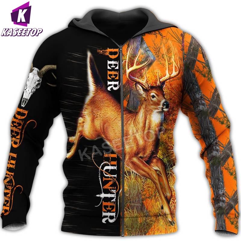 Deer Hunter Hunting 3D Printed Men Zip Hoodie Autumn Hoodies Jacket Unisex Hipster Pullover Sweatshirt Casual Sudadera Hombre