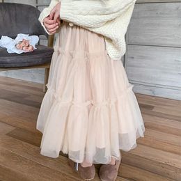 cerf jonmi automne bébé filles doux voile tutu jupes de style coréen enfant couleurs solides princesse jupe 240325