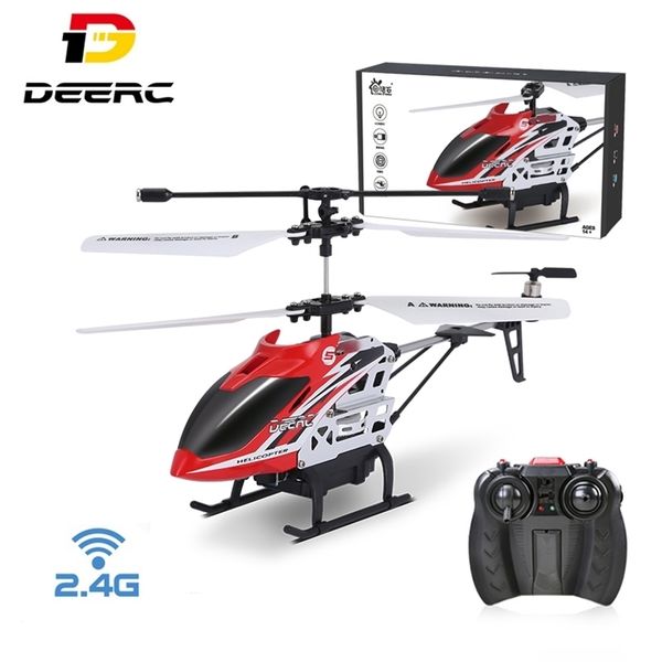 DEERC Hélicoptère 2.4G Avion 3.5CH 4.5CH Avion Avec Lumière Led Anti-collision Durable Alliage Jouets Pour Débutants Enfants Garçons 220216