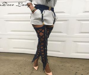 Deerlady 2017 Leggings Black Women Black Women Allanado de la cintura vendaje Legging Sexy Bodycon Leggins Zipper Hollow Out Pants Pencil6209360