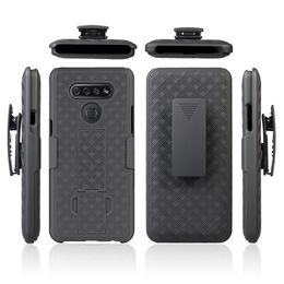 Defender telefoonhoes voor LG Stylo 7 6 5 K51 K31 V40 ThinQ met standaard riemclip Holster Heavy Duty schokbestendig geweven patroon ontwerp telefoon achterkant