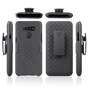 Defender Phone Case para LG Stylo 7 6 5 K51 K31 V40 ThinQ con soporte de clip para cinturón Funda resistente Diseño de patrón tejido a prueba de golpes Contraportada del teléfono