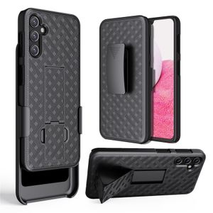 Funda de teléfono Defender para Samsung Galaxy A14 A34 A54 A13 A33 A53 A12 A22 5G con soporte de clip para cinturón Funda resistente Diseño de patrón tejido a prueba de golpes Contraportada del teléfono