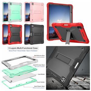 Defender Étuis antichoc pour iPad Pro 12,9 12,9 pouces en plastique dur PC silicone souple 3 en 1 couche hybride support de béquille impact avant anti-chute couverture arrière peau