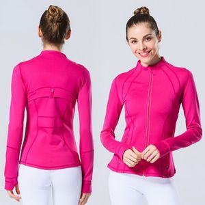 Définir l'entraînement Yoga femmes LL Sport manteau Fiess veste Sport séchage rapide vêtements de Sport haut solide fermeture éclair sweat vêtements de Sport