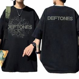 Deftes Floral Burst Camisetas con estampado de doble cara Hombres Punk Rock Band Fi y2k Camiseta de manga corta Verano Hombre Streetwear e9pl #