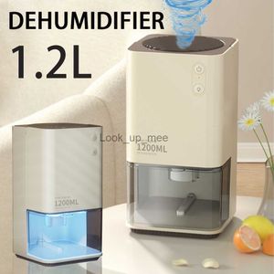 Déshumidificateurs Déshumidificateur absorbeurs d'humidité sécheur d'air avec réservoir d'eau 1,2 L déshumidificateur d'air silencieux pour maison sous-sol salle de bain armoireYQ230925