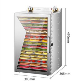 Dehydrators 18 lagen gedroogde fruitmachine Lucht droogmachine Groentedroger Voedsel uit Dehydrator voor huishoudelijke droger roestvrijstalen timing