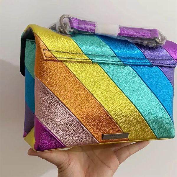 Sac Designer Sac à bandoulière de taille moyenne Sac à main en cuir véritable Rainbow Micro Fiber Luxury Cross Body Purse avec plein