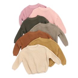 Deisgner Kids Jersey Otoño Invierno Recién nacido Bebé Niña Niño Suéter de punto Sólido Jersey suelto Casual Tops Ropa cálida para 0-6T 155 Z2