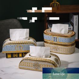 Deisgner Boîte à mouchoirs en céramique créative de luxe, salon, bureau, table basse, boîtes à mouchoirs, salle de bain moderne, chambre à coucher et boîte à mouchoirs domestique