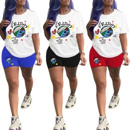 Deisgner dames tracksuits 2023 zomer casual tweedelig sets afgedrukte korte mouw t-shirt en shorts 2-delige outfits atletische slijtage plus size 3xl 4xl 5xl